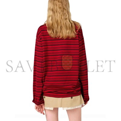 MIU MIU LONG-SLEEVED COTTON JERSEY T-SHIRT MJL014  